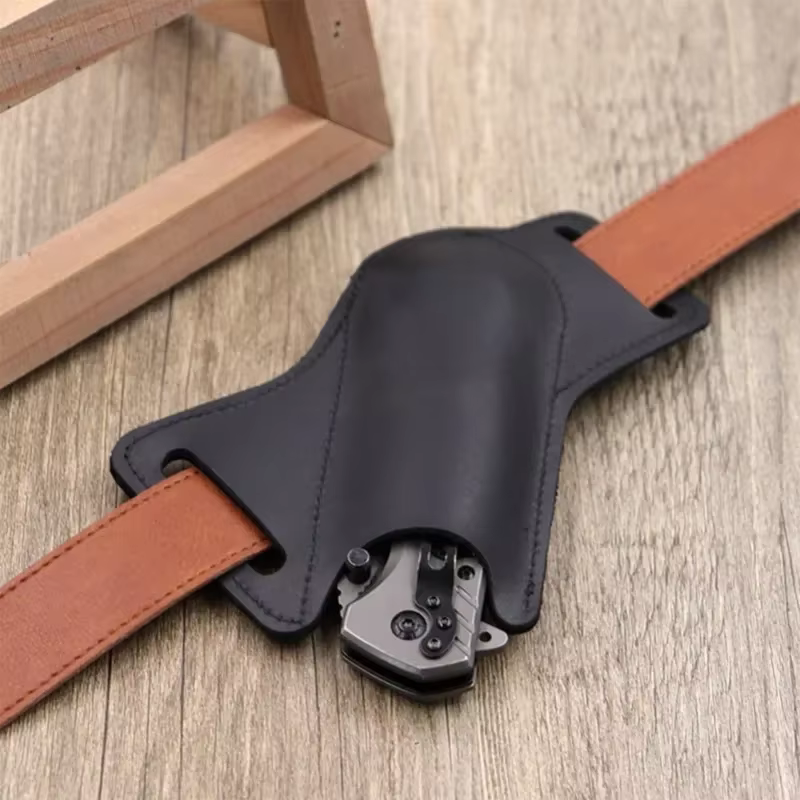 1 étui de rangement en cuir anti-rayures pour couteau pliant