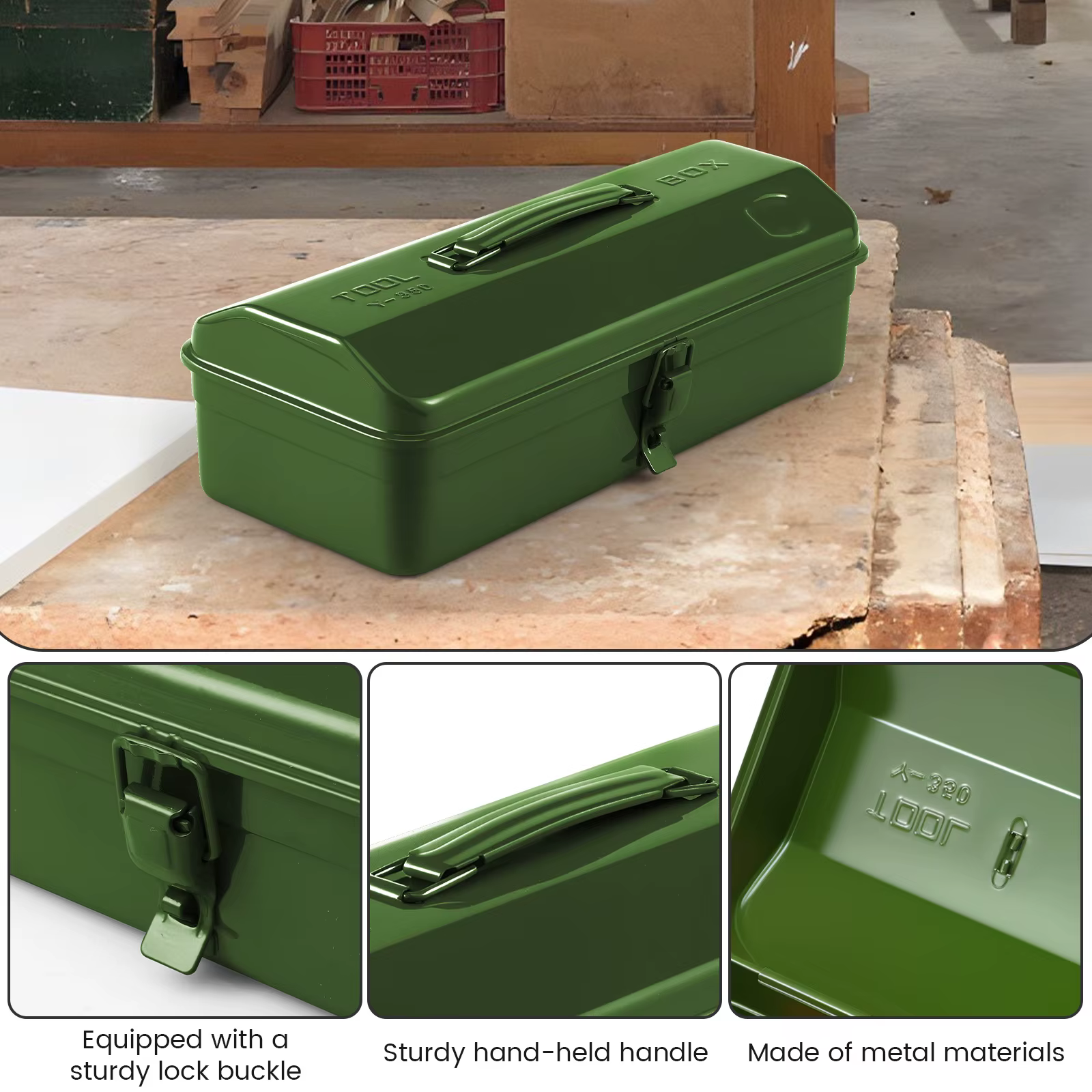 Boîte à outils métallique portable grande capacité avec couvercle verrouillable pour rangement automobile et réparation domestique