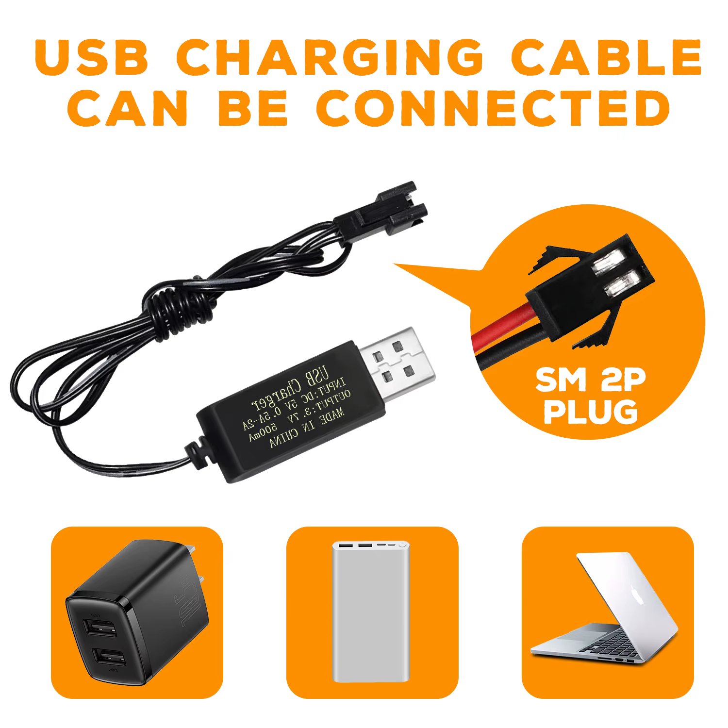 2 batteries Li-ion 3.7V 3000mAh avec prise SM-2P et USB pour voiture RC DE42 DE44 DE45 DE68