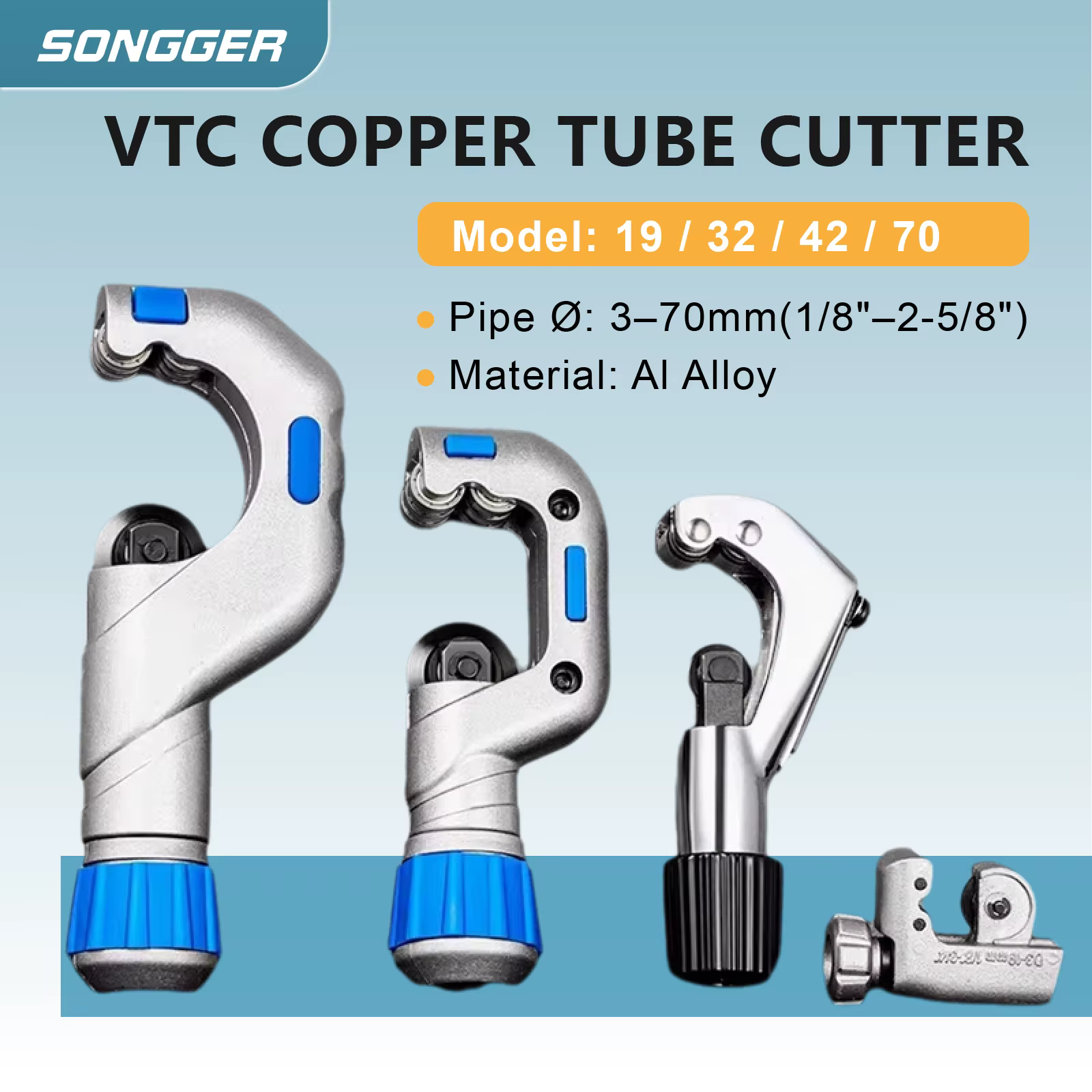 Coupe-tube VTC 3-70mm pour tubes cuivre aluminium Outil Réfrigération Précis Portable Maintenance Climatisation HVAC