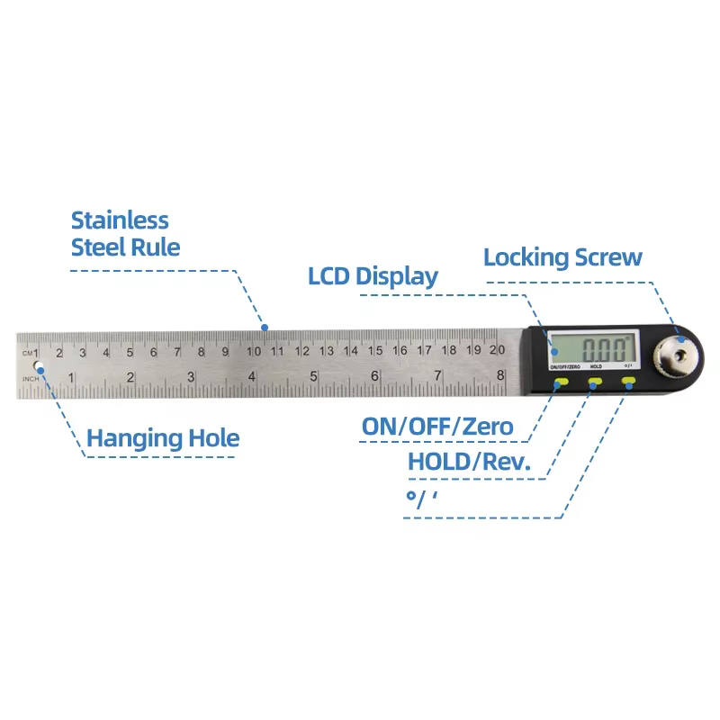 Goniomètre rapporteur électronique jauge numérique outil de mesure d'angle règle multi-angle outils de travail du bois