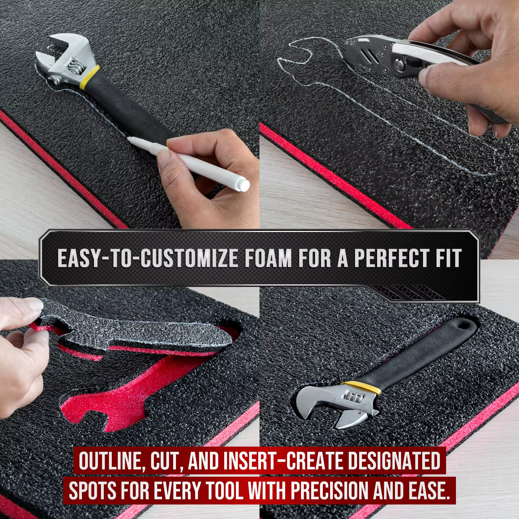 Inserts de protection en mousse pour boîte à outils
