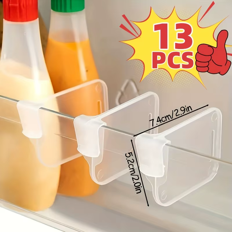 13 pièces de séparateurs de rangement pour porte latérale de réfrigérateur, réglables, épaissis, transparents, combinables pour gagner de la place