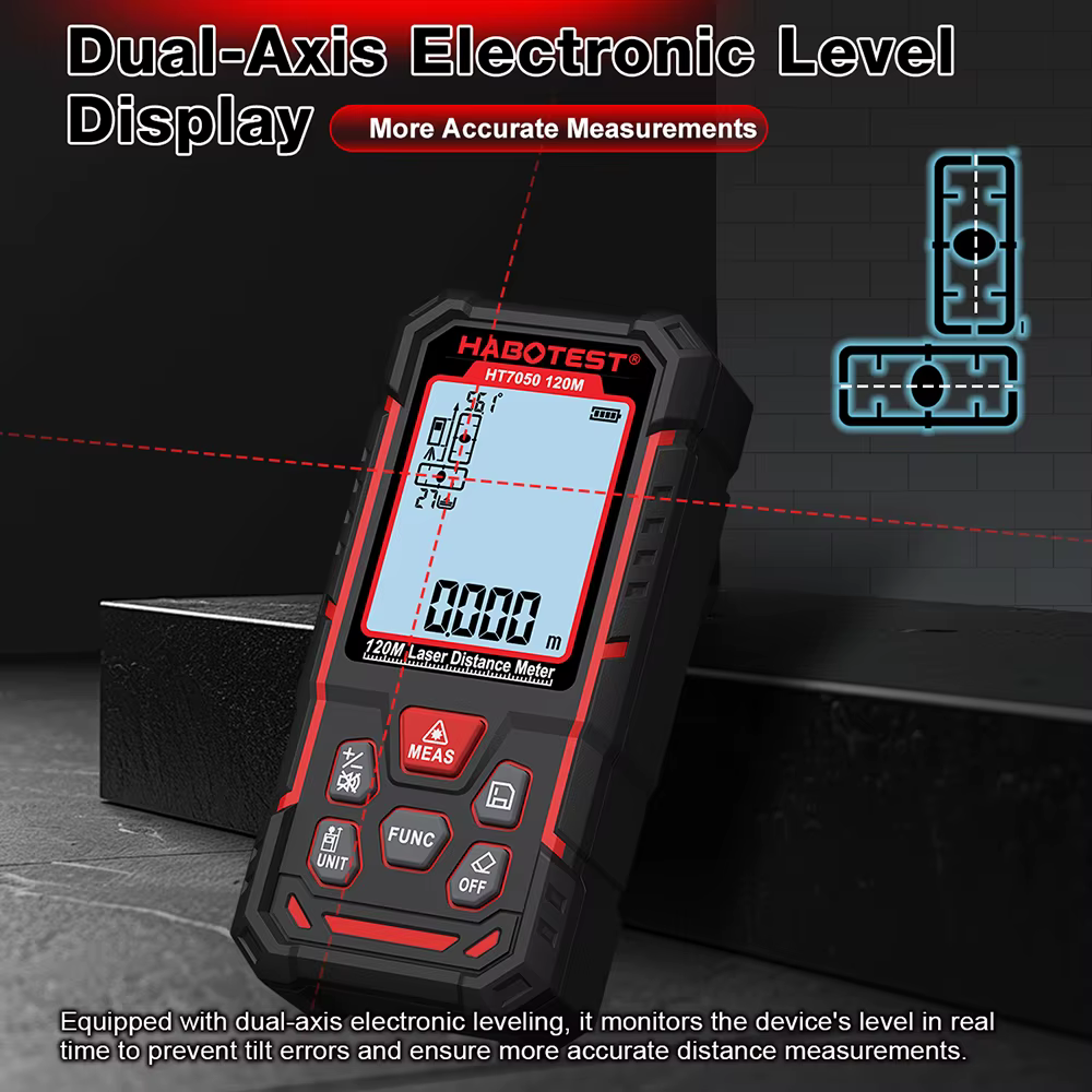 Télémètre laser numérique HABOTEST HT7050 avec niveau électronique double axe