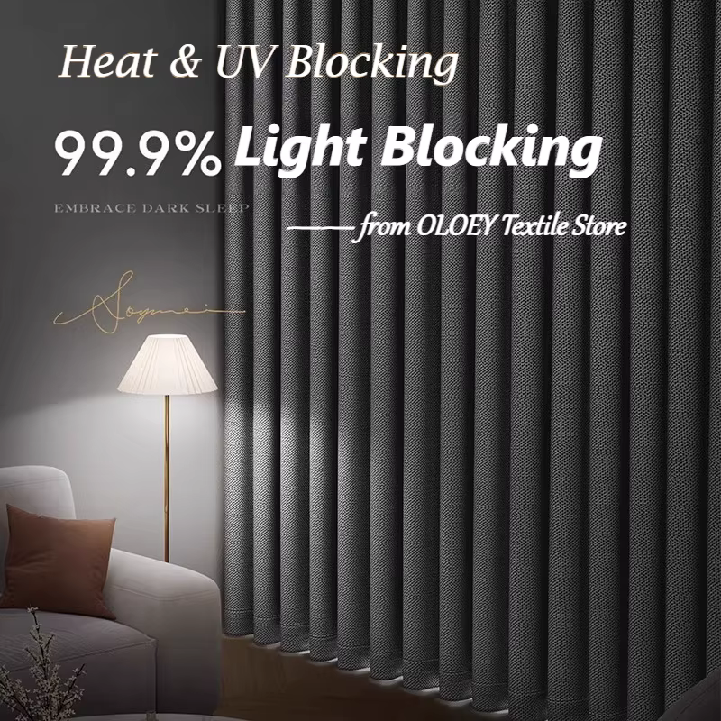 Rideaux occultants thermiques en coton et lin sur mesure pour salon
