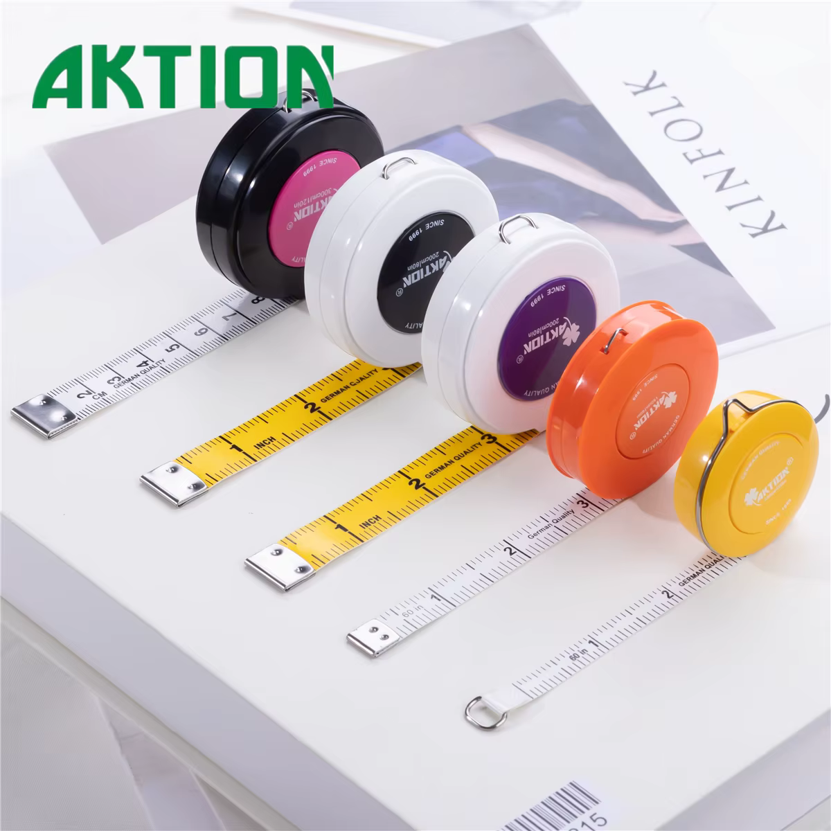 AKTION – ruban à mesurer rétractable à double échelle