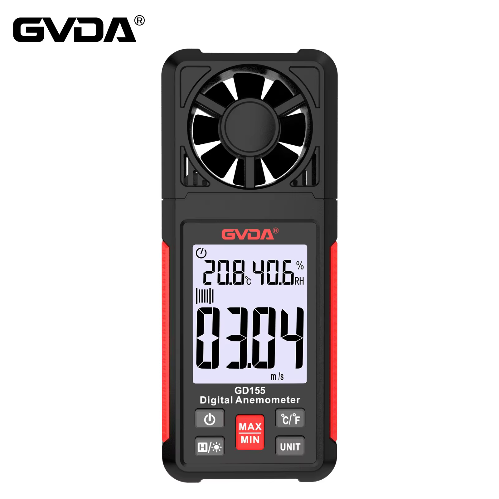 GVDA-Anémomètre numérique avec écran LCD rétro4.2, mesure de la vitesse du vent, mesure de la température et du refroidissement éolien, GDaxes