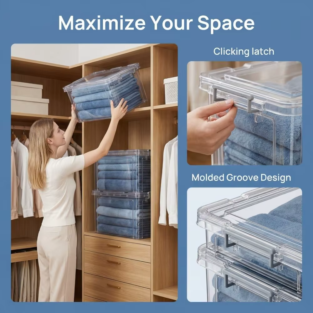 Boîtes de rangement transparentes sans BPA avec couvercles