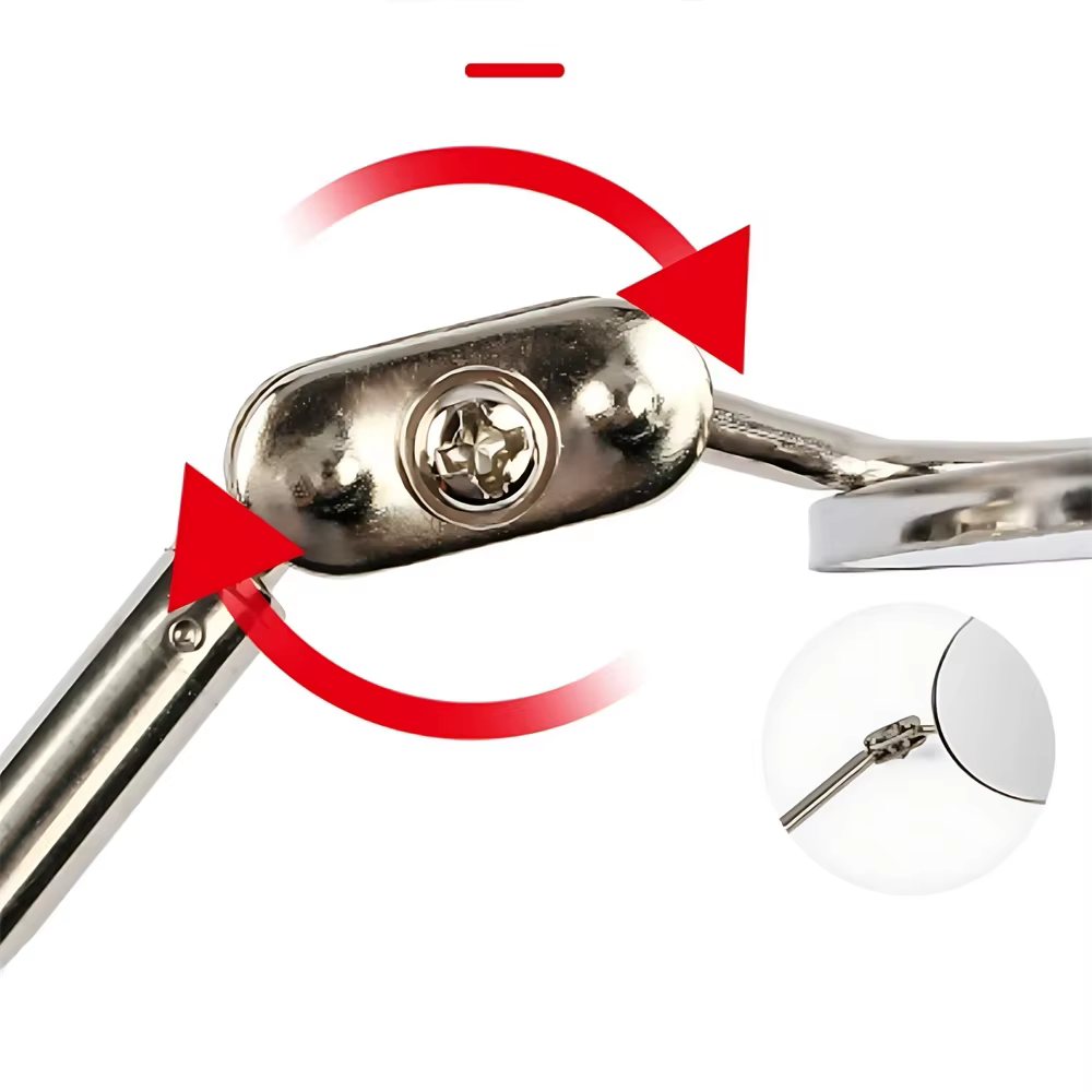 Miroir d'inspection avec éclairage LED 360 ° Lentille de détection télescopique carrée rétractable