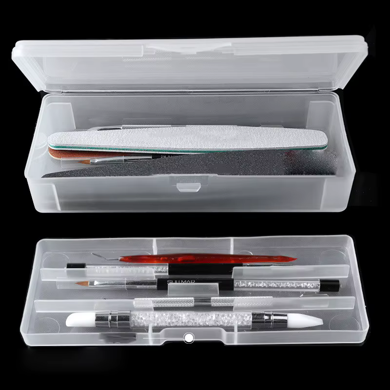 Boîte de rangement de finition à Double couche pour Nail Art, boîte de rangement pour outils de manucure, brosses à ongles, stylo, vitrine, bijoux, organisateur