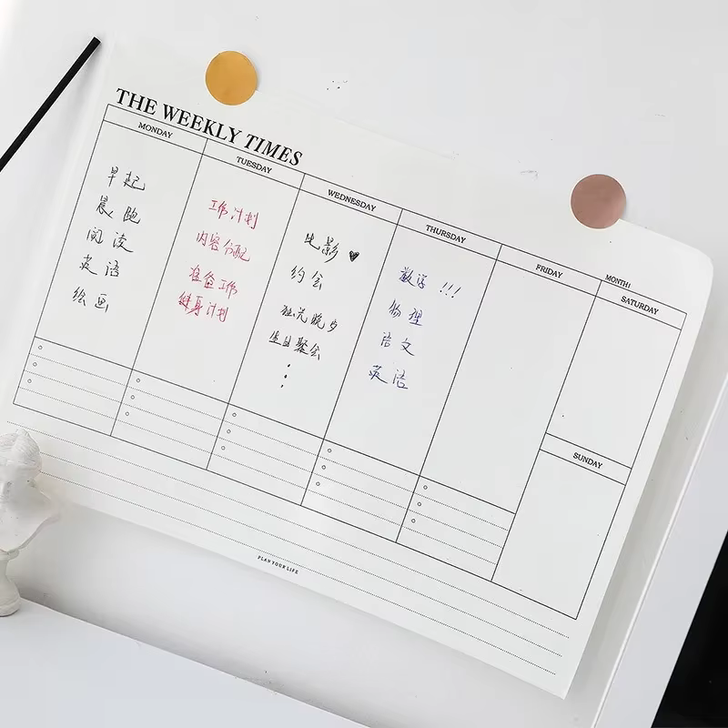 Agenda hebdomadaire et mensuel non daté