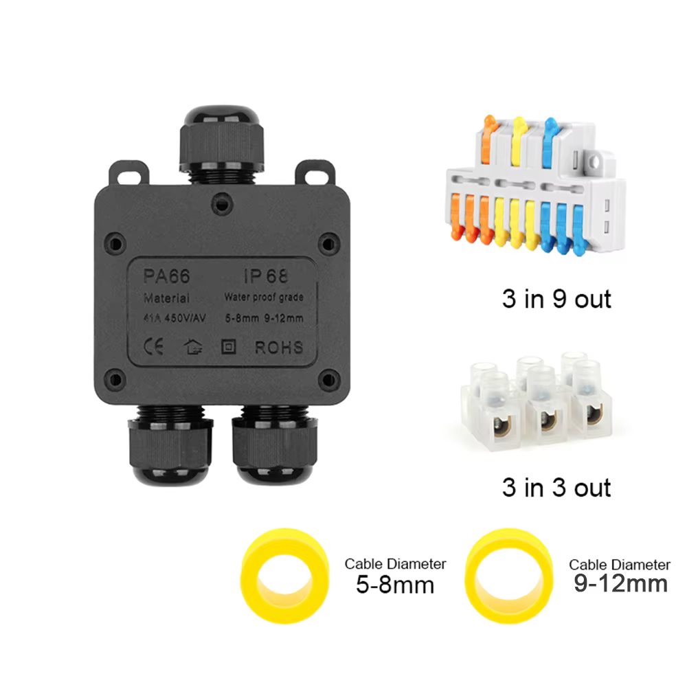 Mini boîtier de jonction extérieur universel IP68