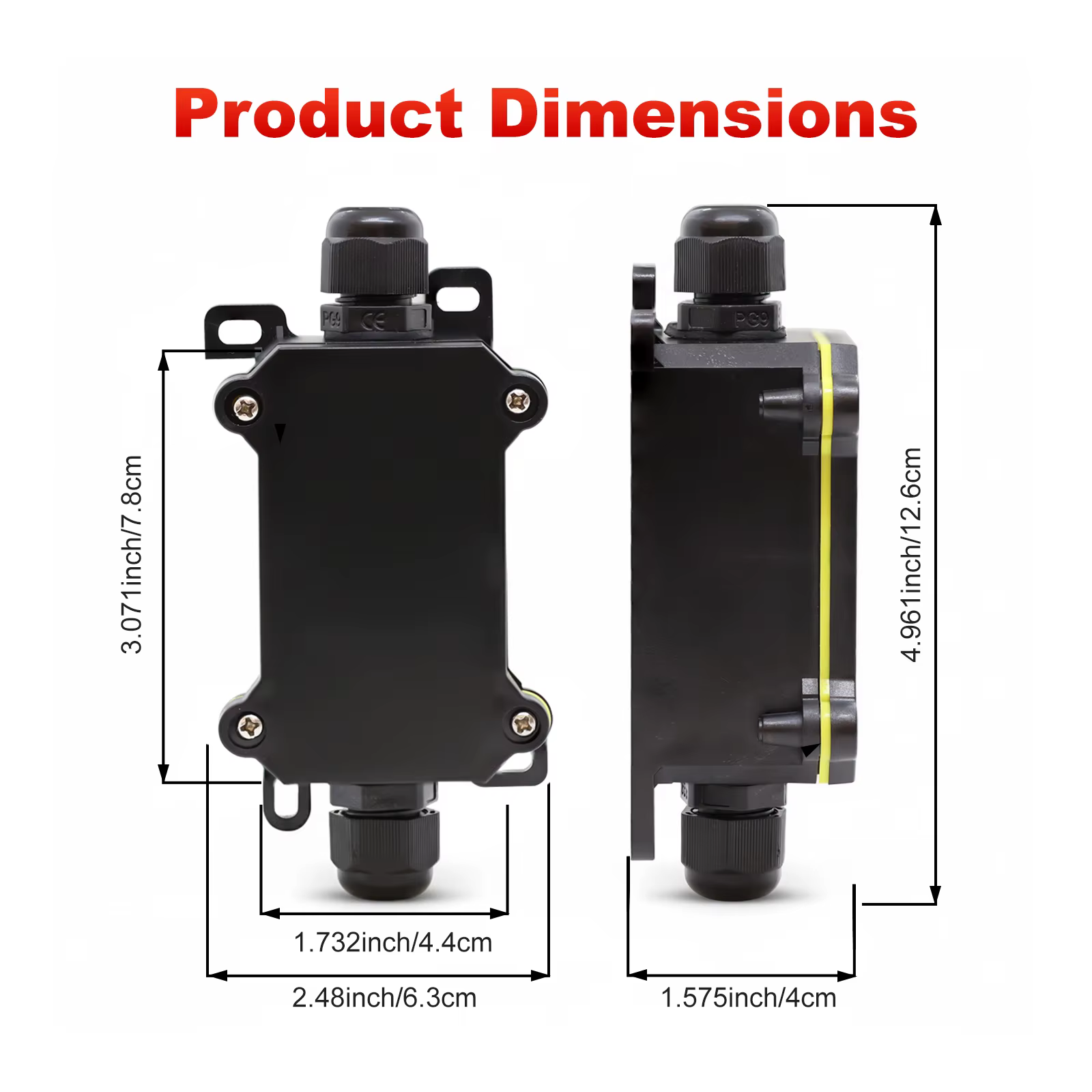 Compatible avec l'éclairage extérieur : boîte de jonction étanche bidirectionnelle moderne avec connecteur de câble et 2 presse-étoupes M9