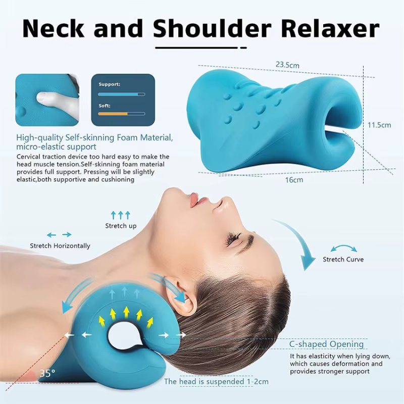 Oreiller de massage cervical par gravité, coussin de relaxation musculaire, civière de cou à traction, outil de massage