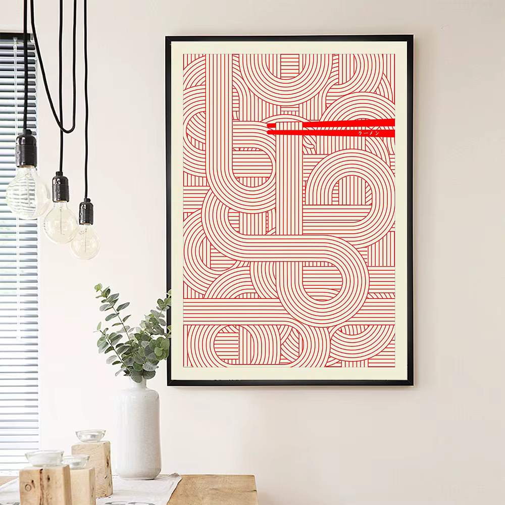 Affiche rouge Ramen maximaliste