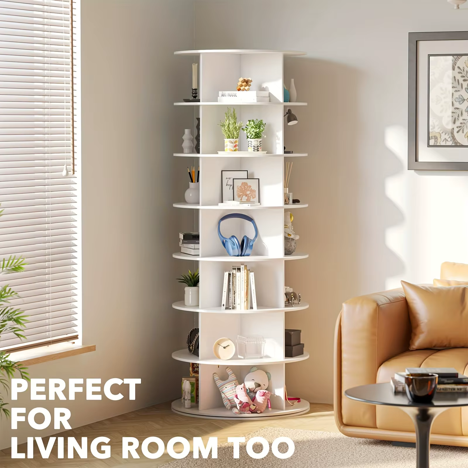 Étagère à chaussures verticale à 7 niveaux - 360 ° Tour rotative | Rangement pliable peu encombrant pour la maison