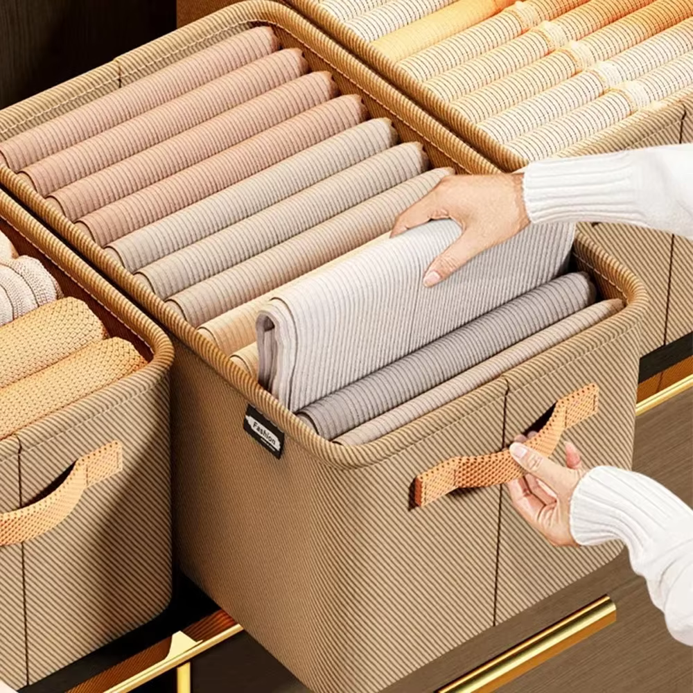 Panier de rangement pliable de grande capacité avec cadre en acier épais