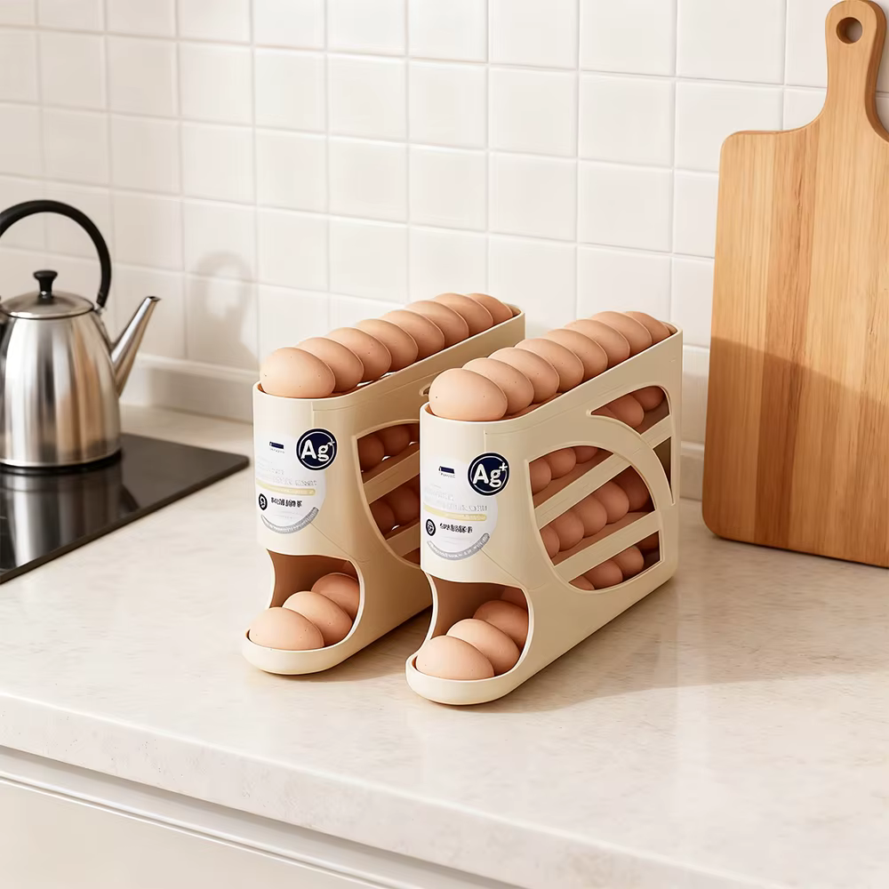 Boîte de rangement pour œufs à glissière roulante