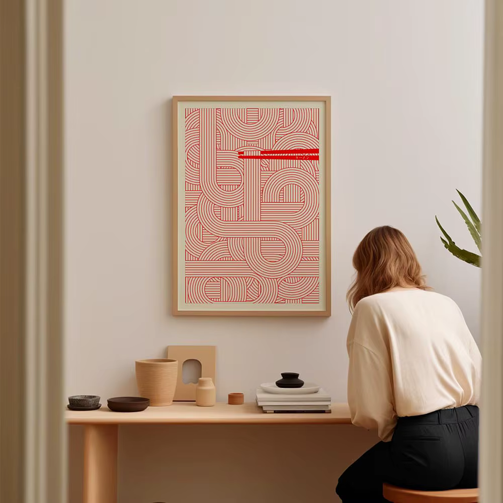 Affiche rouge Ramen maximaliste