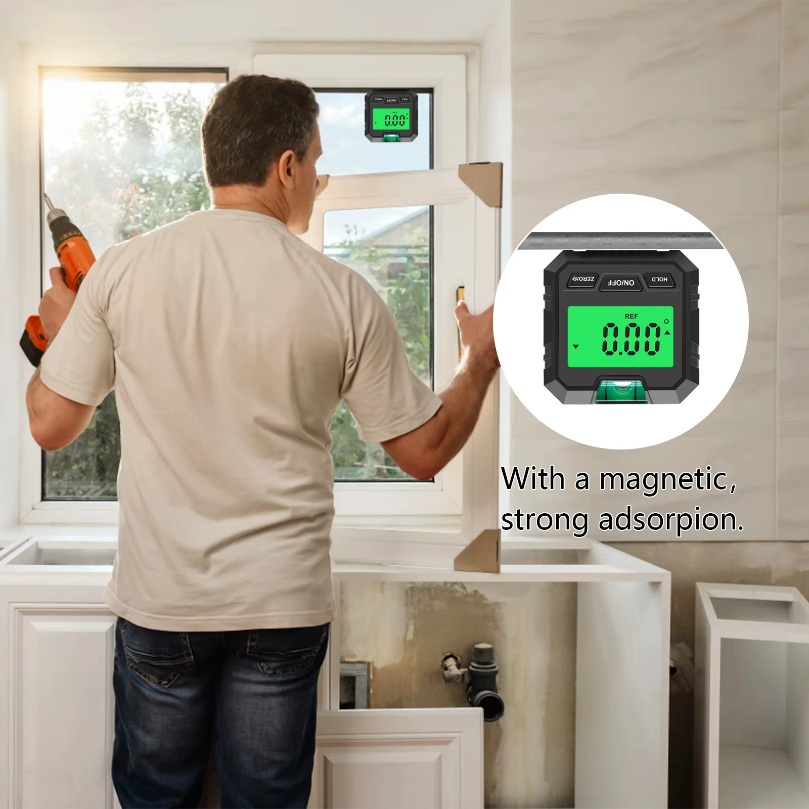 Jauge d'angle numérique 360 ° Mini inclinomètre de mesure avec Base magnétique