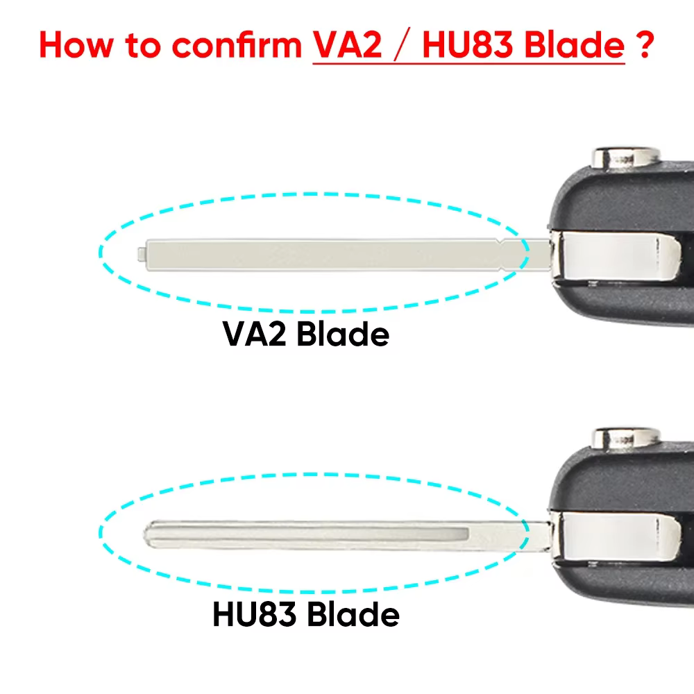 KEYYOU – clé télécommande à 2 boutons HU83 / VA2 avec batterie