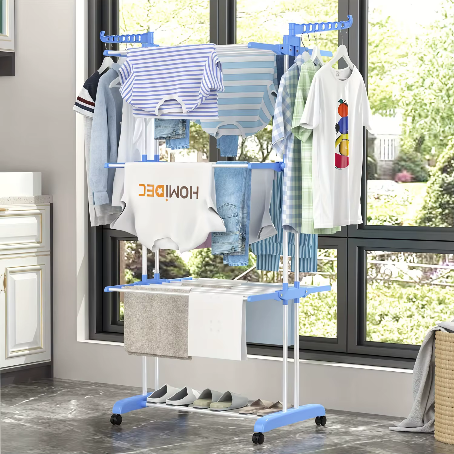 Séchoir à linge pliable à 4 niveaux