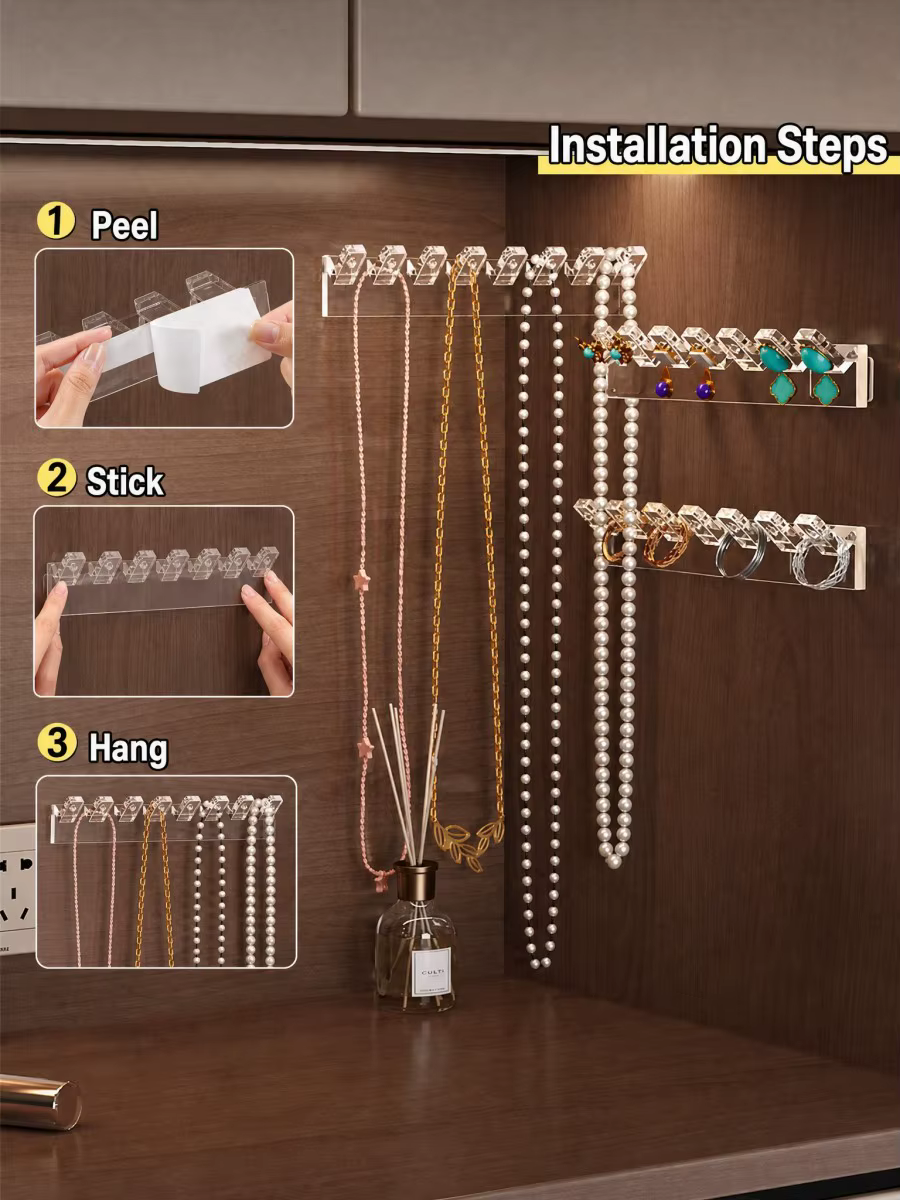 Support de rangement pour bijoux avec 8 crochets