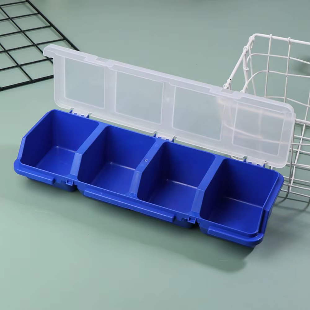 Lot de 3 boîtes de rangement à 4 compartiments avec couvercle pour vis et pièces