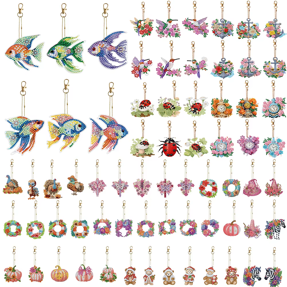Porte-clés double face diamant Art