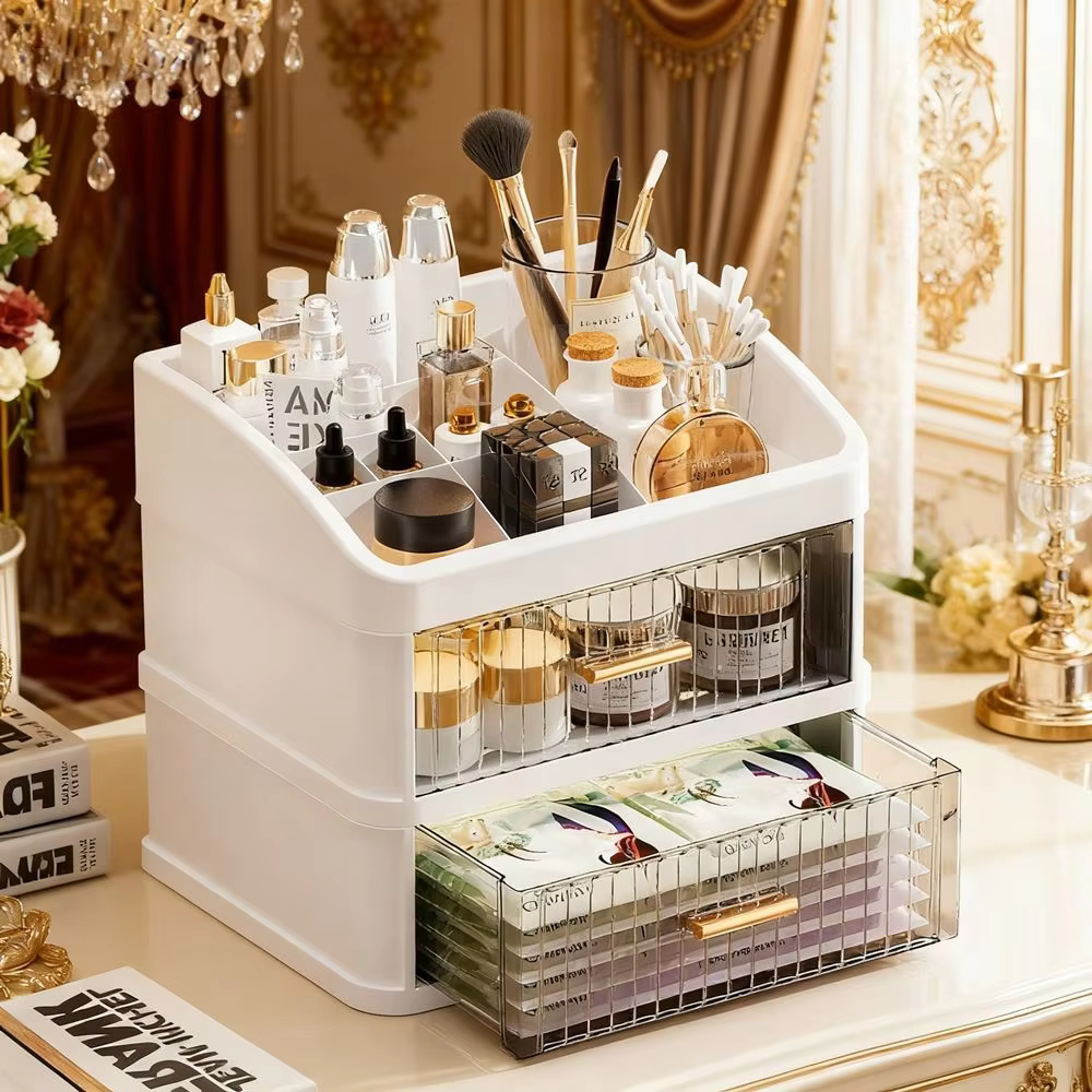 Texture luxueuse + rangement pratique : l'armoire de rangement pour maquillage est simplement incroyable, une armoire de rangement multifonctionnelle pour l'organisation de la maison, un incontournabl