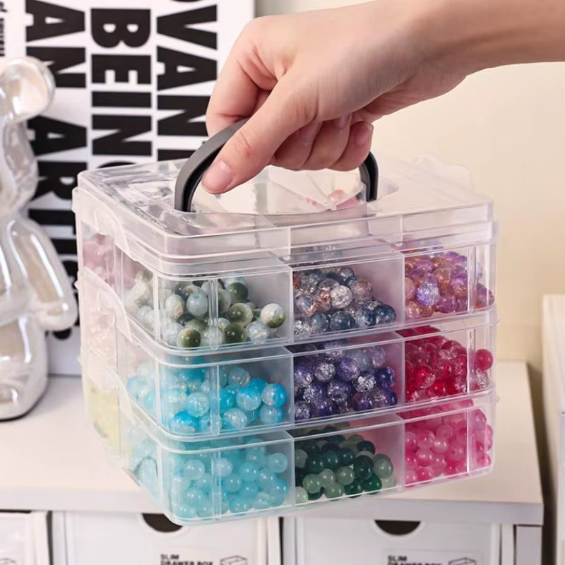 Boîte de rangement en plastique à 3 niveaux