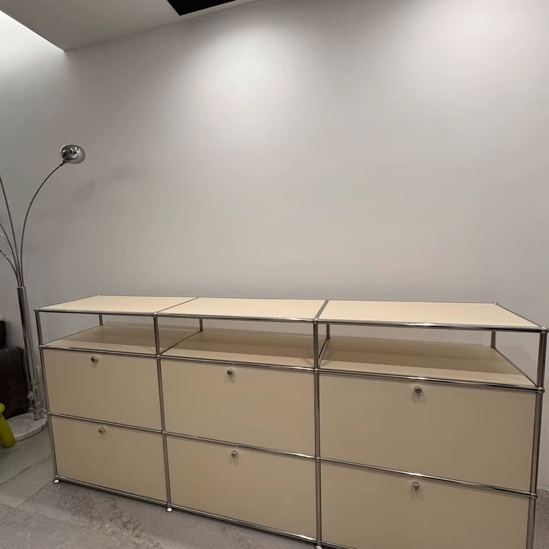 Module moderne meuble de salon en acier inoxydable meuble TV rangement combinaison buffet commode personnalisable en bois