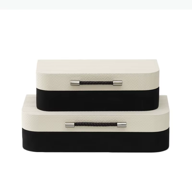Boîte de rangement en bois et cuir, boîte rectangulaire en bois, organisateur de rangement, ornement de bureau, boîtes à bijoux, organisateur de maquillage, bac de rangement