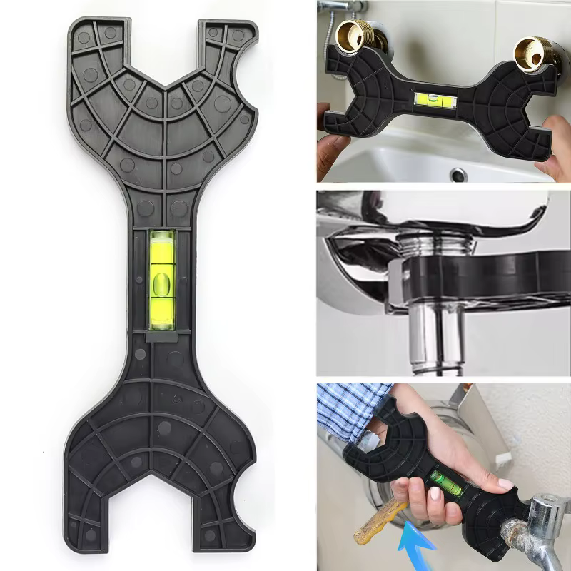 Clé à double tête avec niveau intégré pour l'installation de robinets de douche