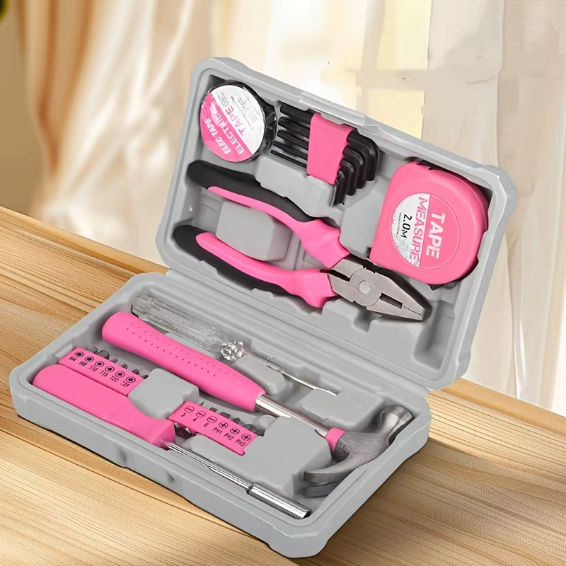 Ensemble d'outils ménagers roses 24 pièces