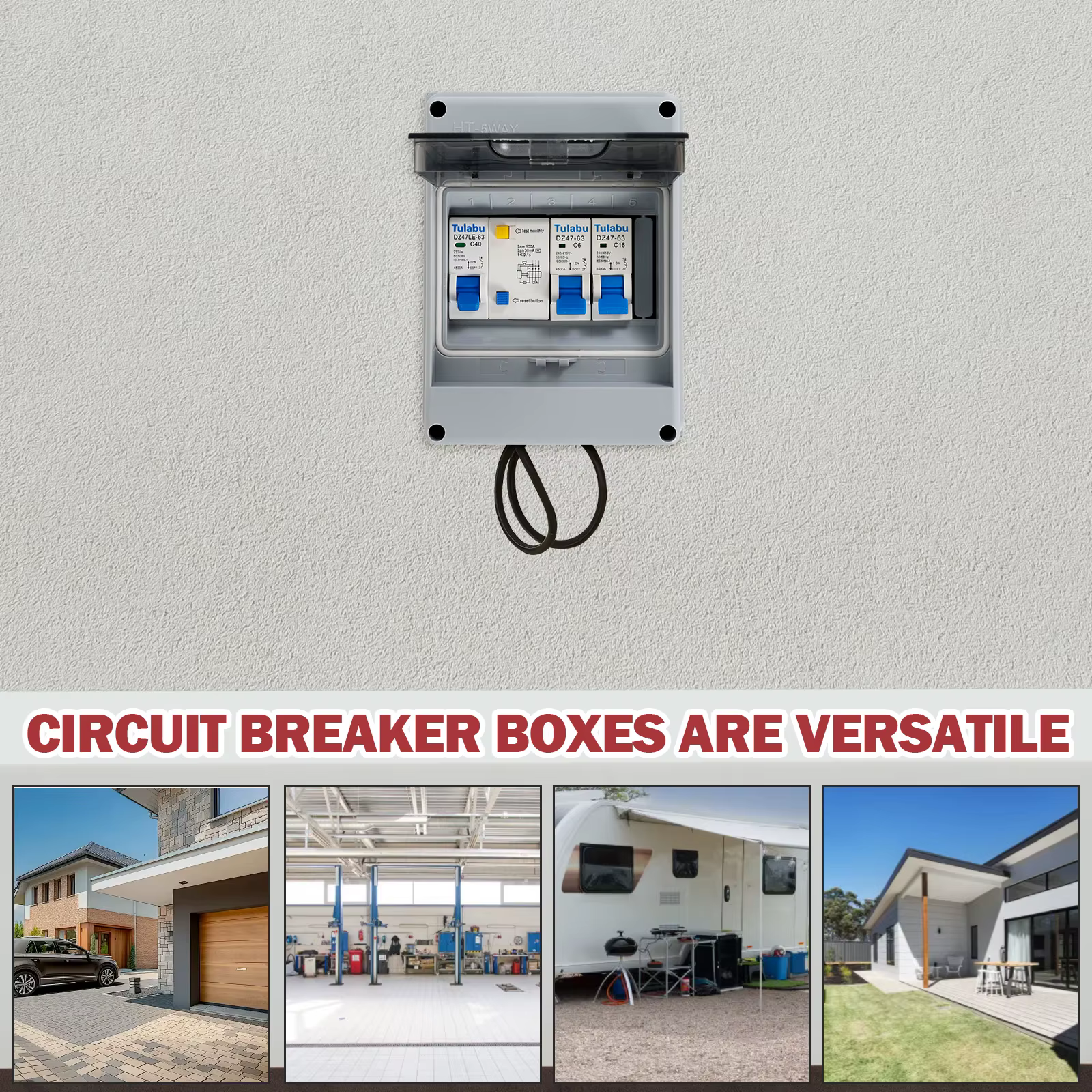 Boîtier de distribution électrique extérieur étanche pour usage domestique