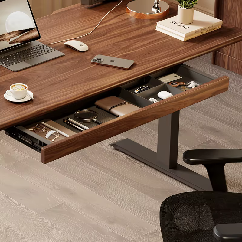Organisateur de tiroir sous le bureau, étagère de rangement sur pied en bois de noyer noir, accessoire de bureau, organisateur de bureau d'ordinateur caché