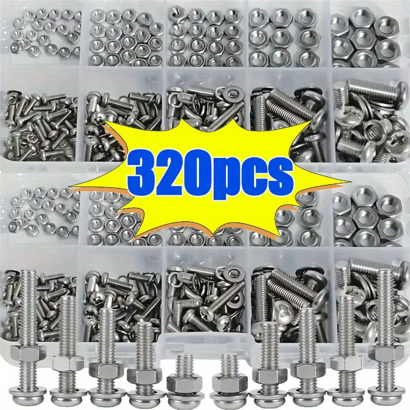 Kit d'écrous et de boulons hexagonaux - 320 pièces/120 pièces