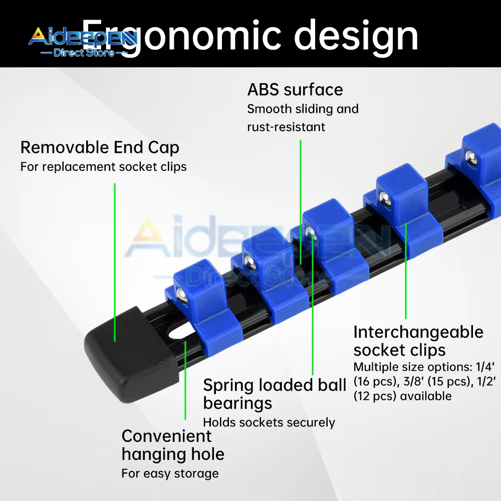 Rail de rangement robuste pour douilles 1/4 "