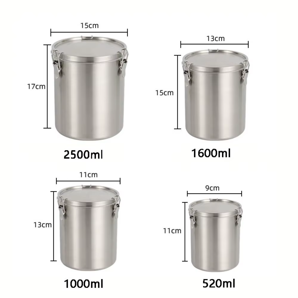 Réservoir de stockage en acier inoxydable de 520/1000/1600/2500ml