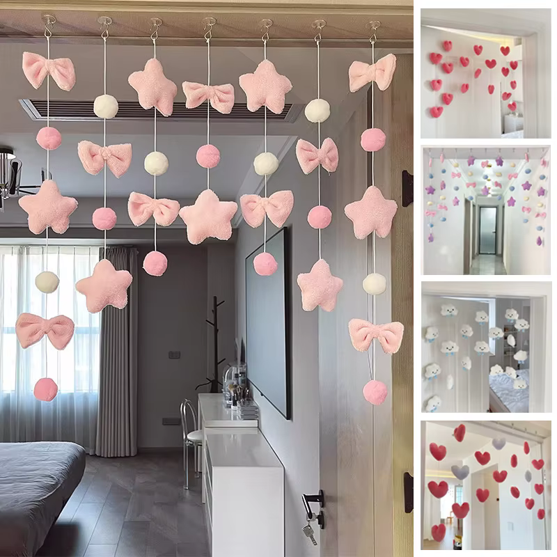 Décoration de rideau en forme de cœur