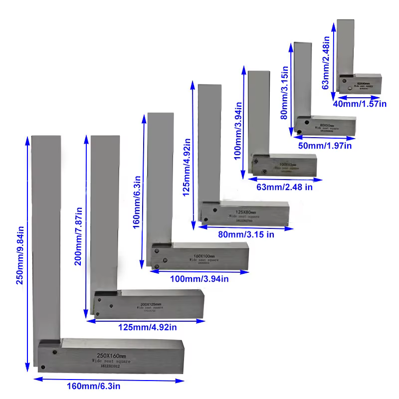 Règle d'angle en forme de L en acier au carbone de haute précision - 90 ° Outil de mesure à angle droit pour le travail