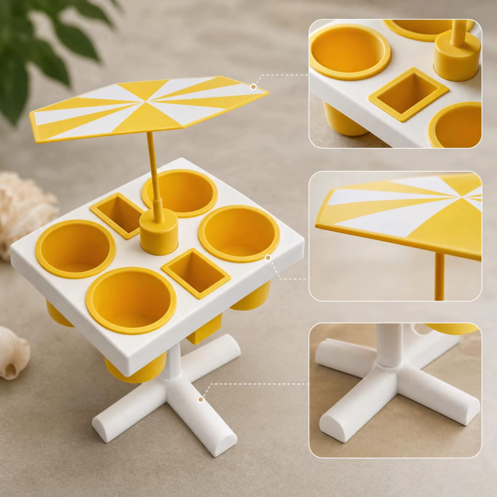 Table compacte avec porte-gobelets et parasol