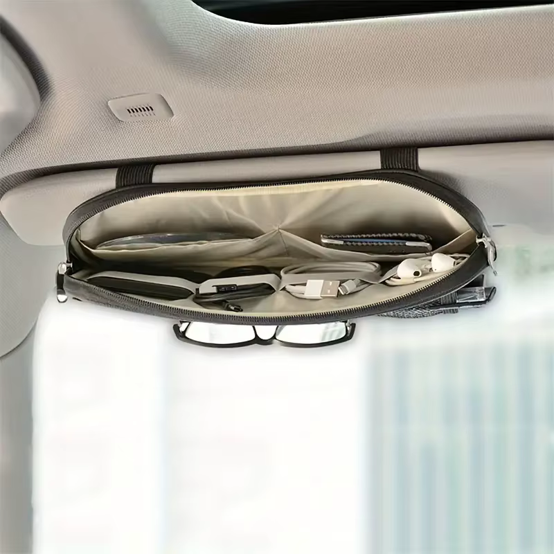 Sac de rangement pour pare-soleil de voiture, 1 pièce, sac de rangement pour cartes de voiture, sac pour cartes, porte-billet