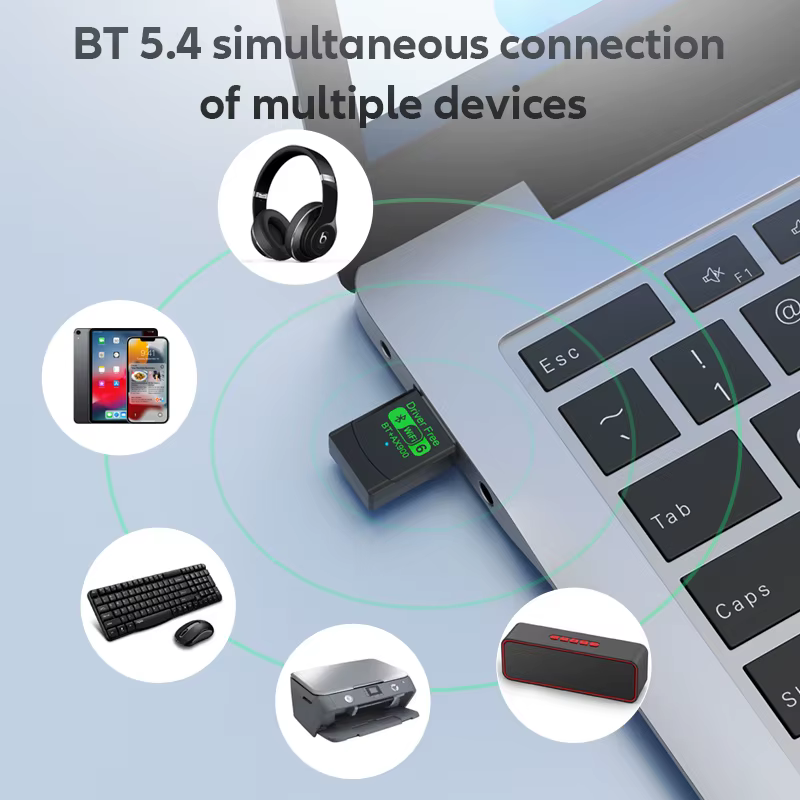Nouvelles mises à niveau 2 en 1 Mini USB AX900 sans fil Bluetooth 5.4 Émetteur Récepteur Adaptateur WiFi 6 Dongle 900 Mbps Double Bande 2.4G + 5 GHz Pour PC Portable Win10/11 Pilote gratuit