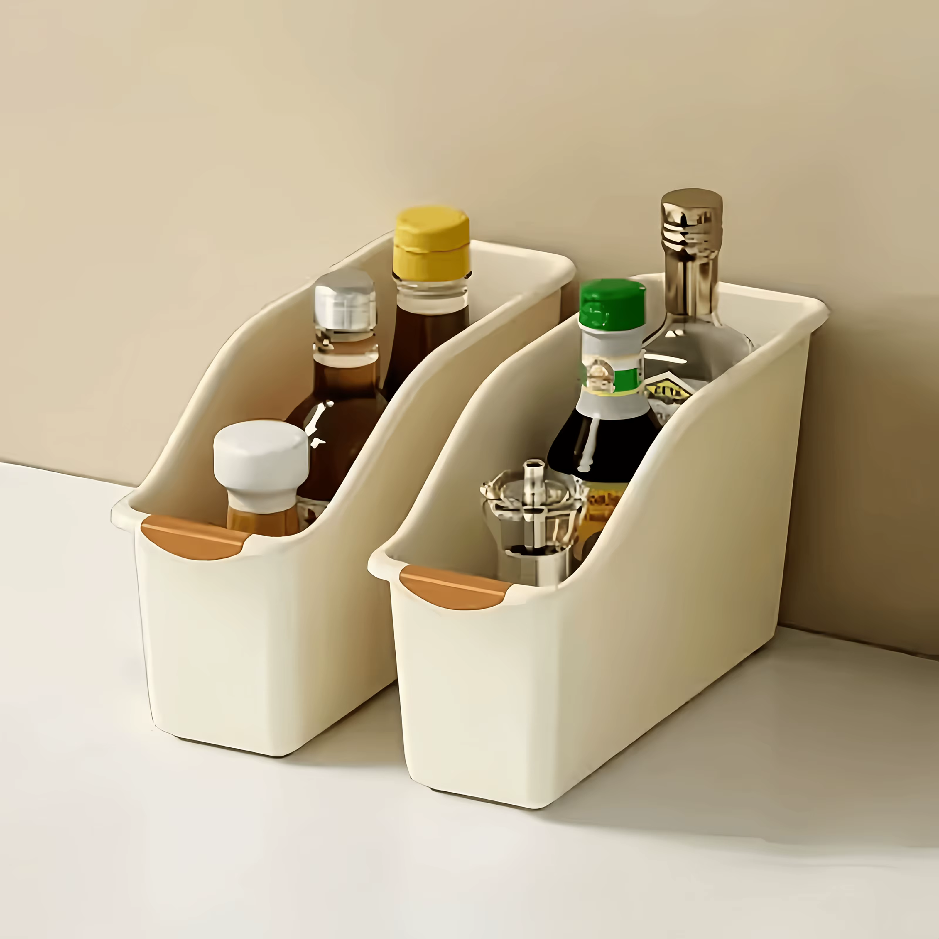 Lot de 2 boîtes de rangement incurvées – Organisateur en plastique robuste