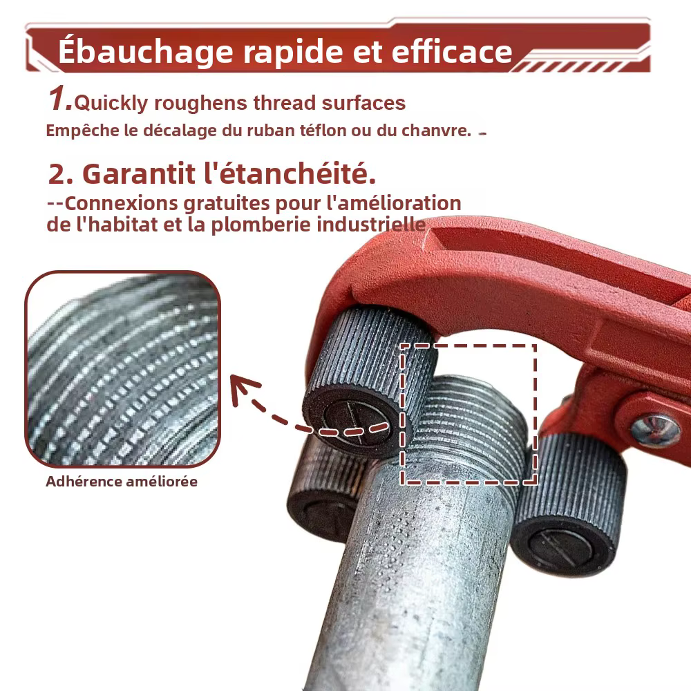 Clé à tuyau robuste à filetage grossier