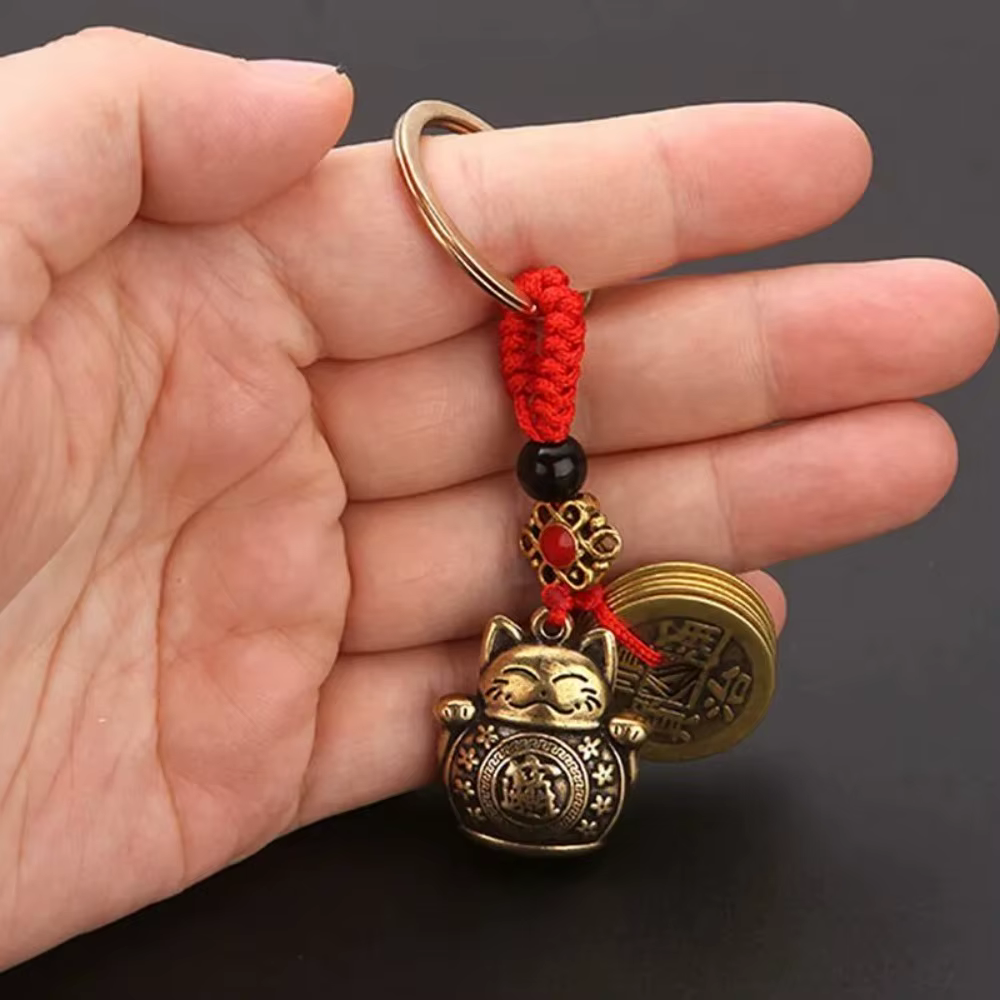Porte-clés Vintage Porte-Bonheur en Laiton Pur