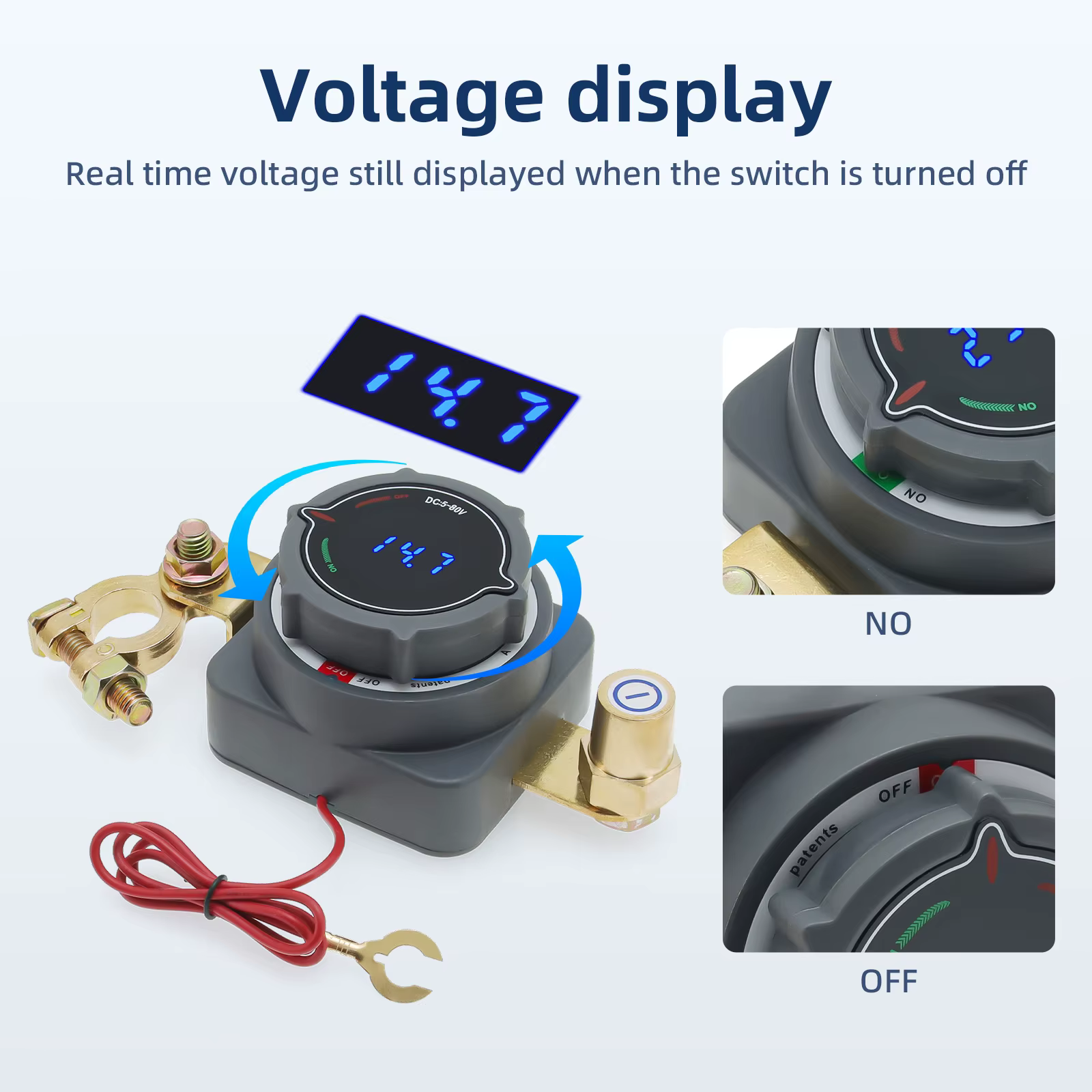 Mise à niveau du commutateur de déconnexion de batterie 300A avec interrupteur de voltmètre 12-48V