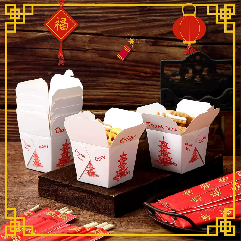 Conteneurs alimentaires à emporter chinoises pagode sans poignée boîtes à nouilles jetables préparation de repas.